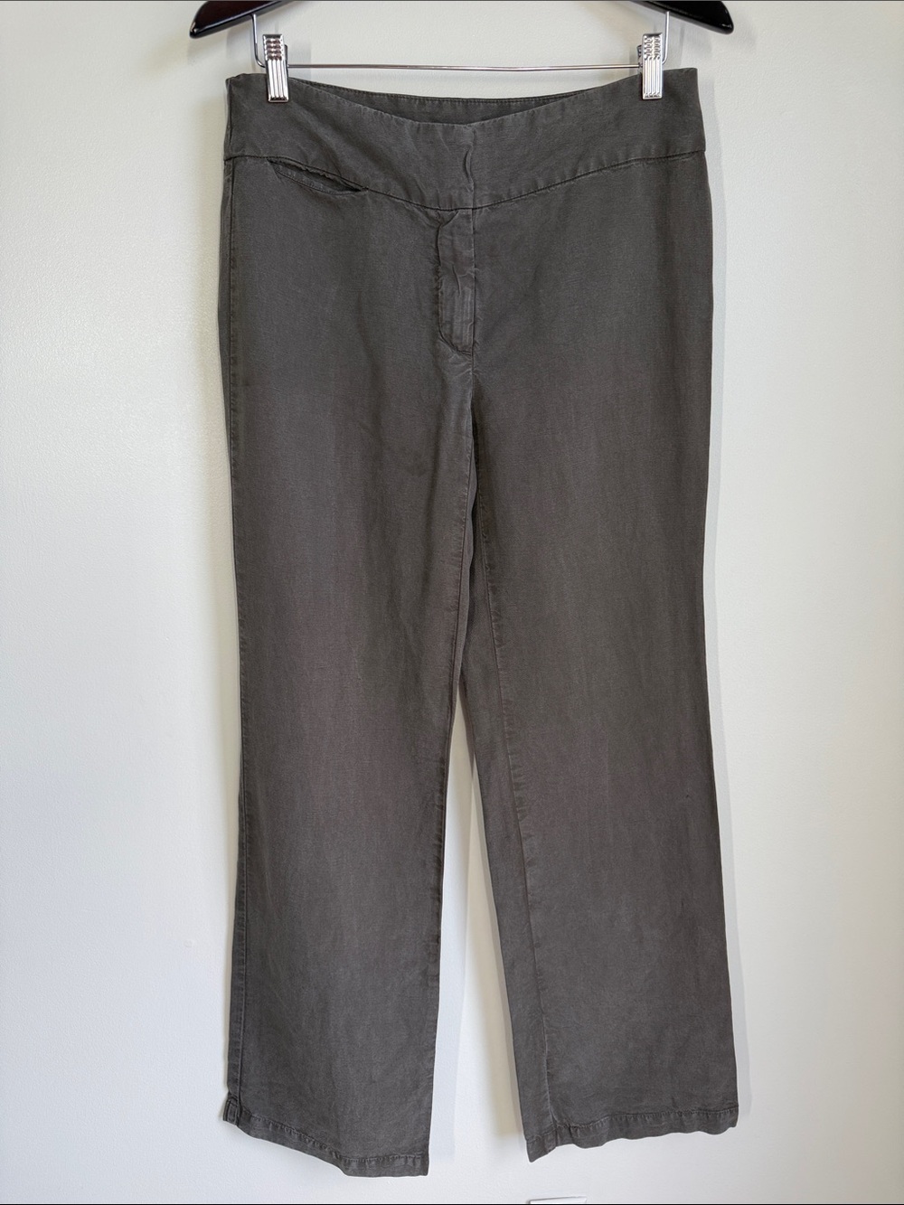 Eileen Fisher Brown Lyocell Linen Blend Straight Leg Trouser - 8